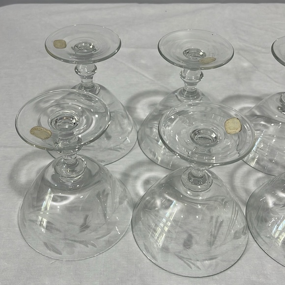 Vintage MCM Bohemia crystal etched champagne sorbet cocktails glasses set of 7 - Picture 13 of 15